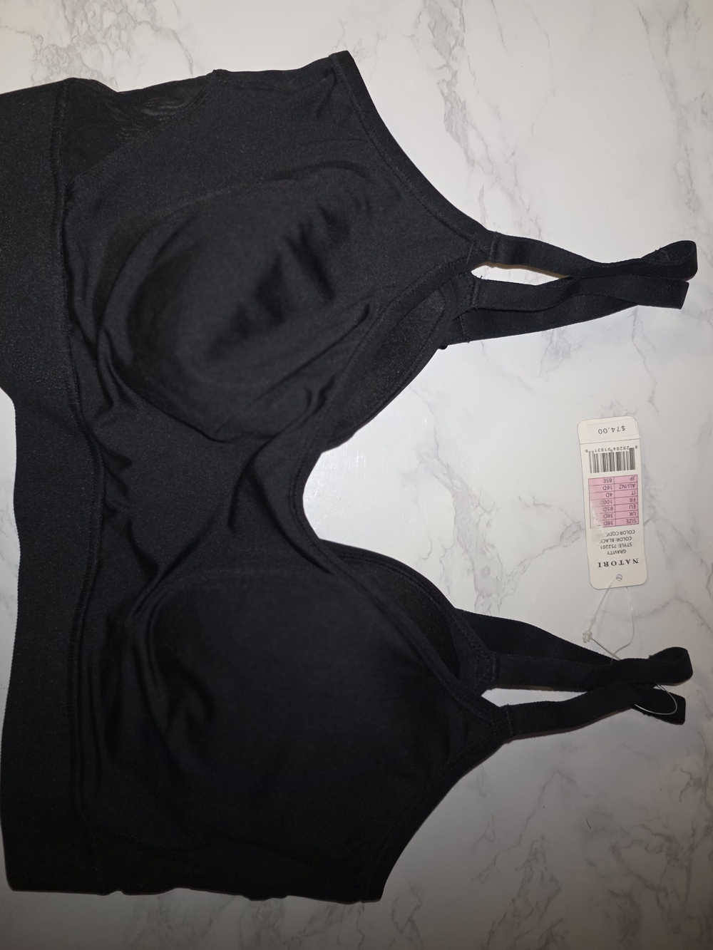 Natori Gravity Contour Underwire Sports Bra, black, size 38D, style 752201.